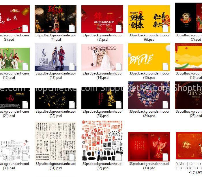 33 PSD Background Ảnh Cưới Phong Cách China Kèm Typo