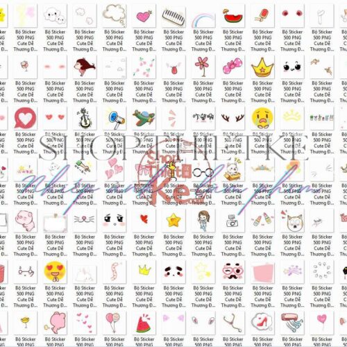 Bộ Sticker 500 PNG Cute Dễ Thương Để Ghép Ảnh