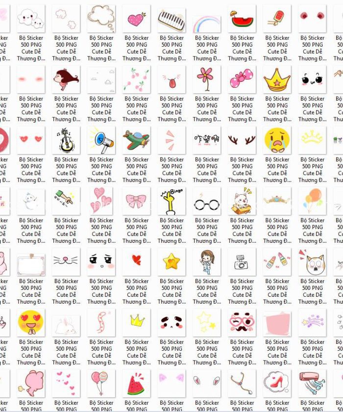 Bộ Sticker 500 PNG Cute Dễ Thương Để Ghép Ảnh
