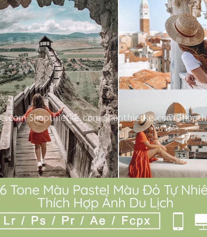 06 Tone Màu Pastel Màu Đỏ Tự Nhiên Thích Hợp Ảnh Du Lịch (LR/XMP/DNG/CUBE)