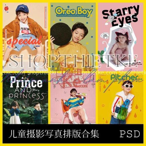 41 Mẫu Psd Bìa Tạp Chí - Album Cho Ảnh Trẻ Em Chụp Studio Vui Vẻ