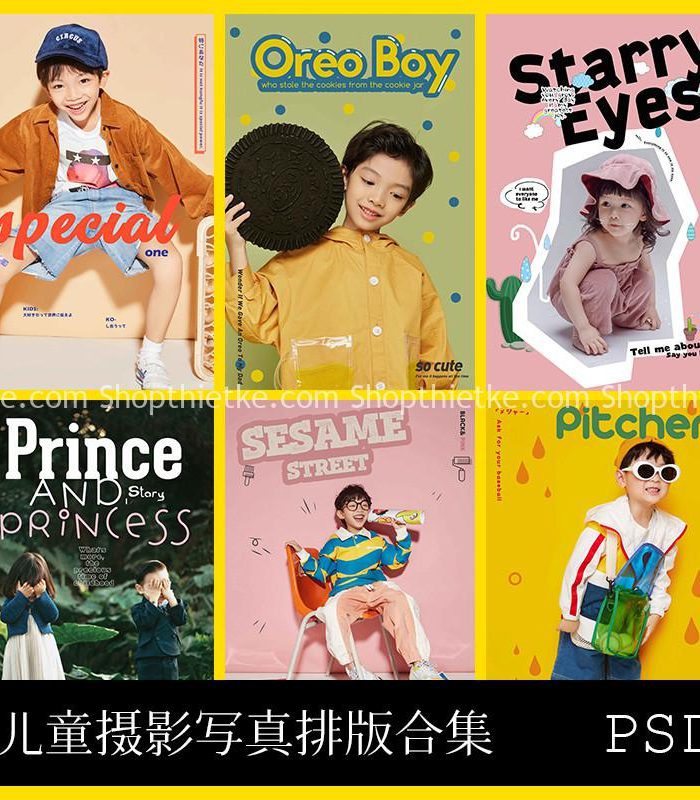 41 Mẫu Psd Bìa Tạp Chí - Album Cho Ảnh Trẻ Em Chụp Studio Vui Vẻ