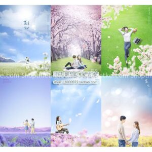 10 Background Chủ Đề Mùa Xuân, Bầu Trời Trong Xanh Ghép Ảnh Yêu Đương (PSD)