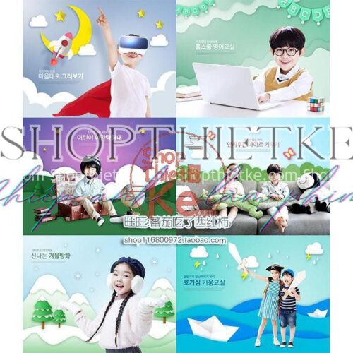 18 PSD Background Hoạt Hình Dễ Thương Để Ghép Ảnh Trẻ Con (PSD)