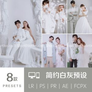 08 Tone Màu Xám - Trắng Đơn Giản Tinh Tế Thích Hợp Ảnh Studio (XMP/LR/DNG/CUBE)