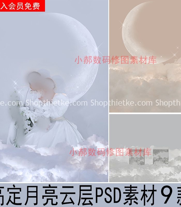 9 Background Studio Ảnh Cưới Mơ Mộng Dưới Ánh Trăng (PSD)
