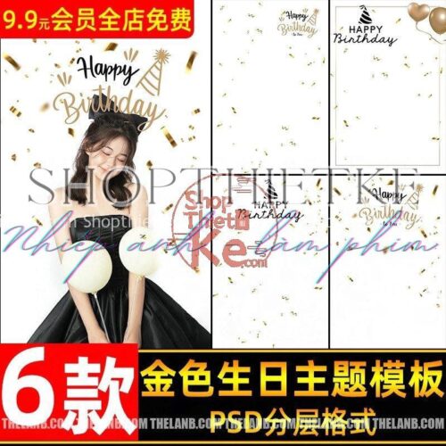6 Mẫu Background Chủ Đề Sinh Nhật Cực Đẹp, Tone Màu Vàng Đen (PSD)