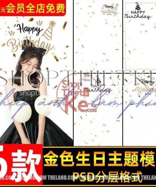6 Mẫu Background Chủ Đề Sinh Nhật Cực Đẹp, Tone Màu Vàng Đen (PSD)