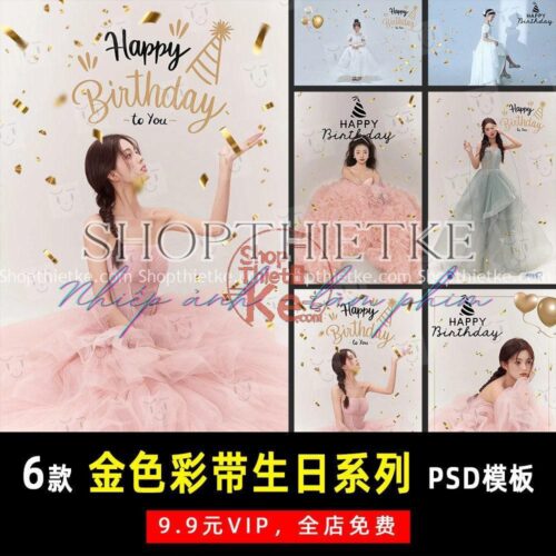 6 Mẫu Background Chủ Đề Sinh Nhật Cực Đẹp, Tone Màu Vàng Đen (PSD)