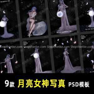 06 Mẫu Background Bầu Trời Đầy Sao Nữ Thần Mặt Trăng Concept (PSD)
