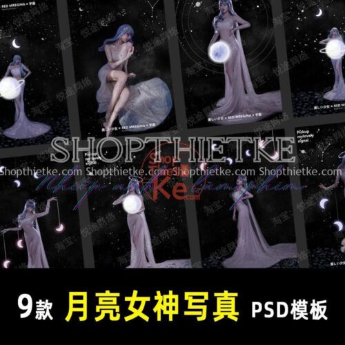 06 Mẫu Background Bầu Trời Đầy Sao Nữ Thần Mặt Trăng Concept (PSD)