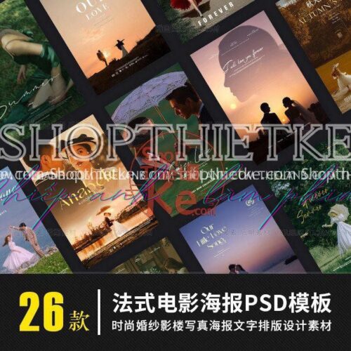 26 Mẫu Bìa Ảnh Cưới Phong Cách Poster Film Từ Taobao (PSD)