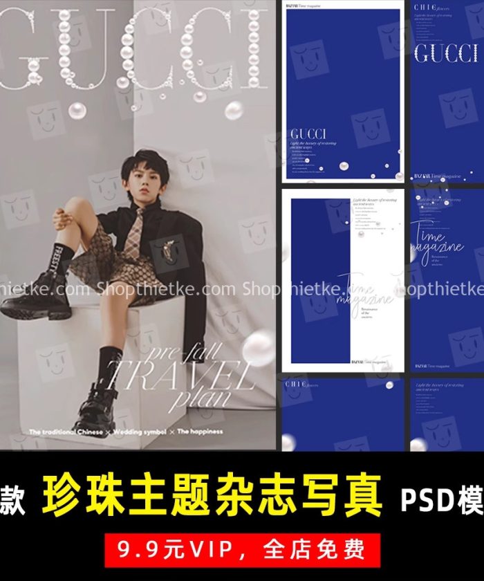 09 Kiểu Tạp Chí Với Thiết Kế Chữ GUCCI Ngọc Trai Cực Kì Độc Đáo (PSD)