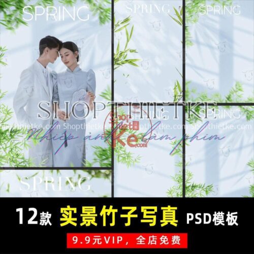 12 Mẫu Khung Ảnh Với Tre Xanh Làm Tiền Cảnh Thích Hợp Ảnh Cưới Truyền Thống (PSD)