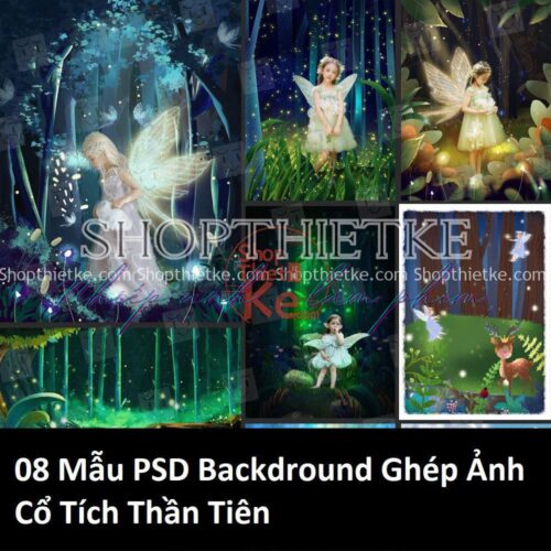 08 PSD Background Cổ Tích Thần Tiên Ghép Ảnh Em Bé Mới Nhất 2023