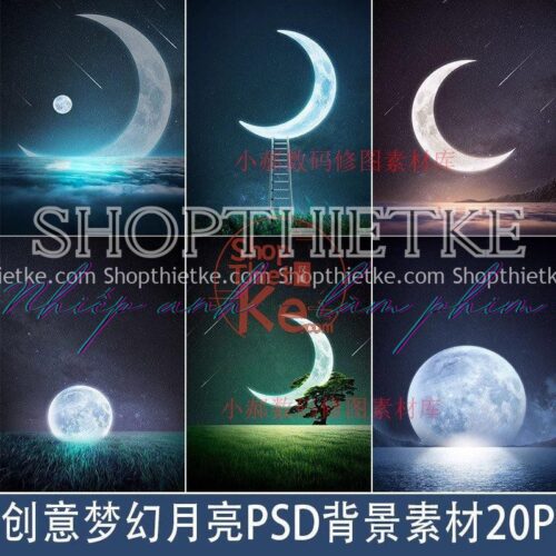 20 PSD Background Mặt Trăng Trong Giấc Mơ Ghép Manipulation (PSD)