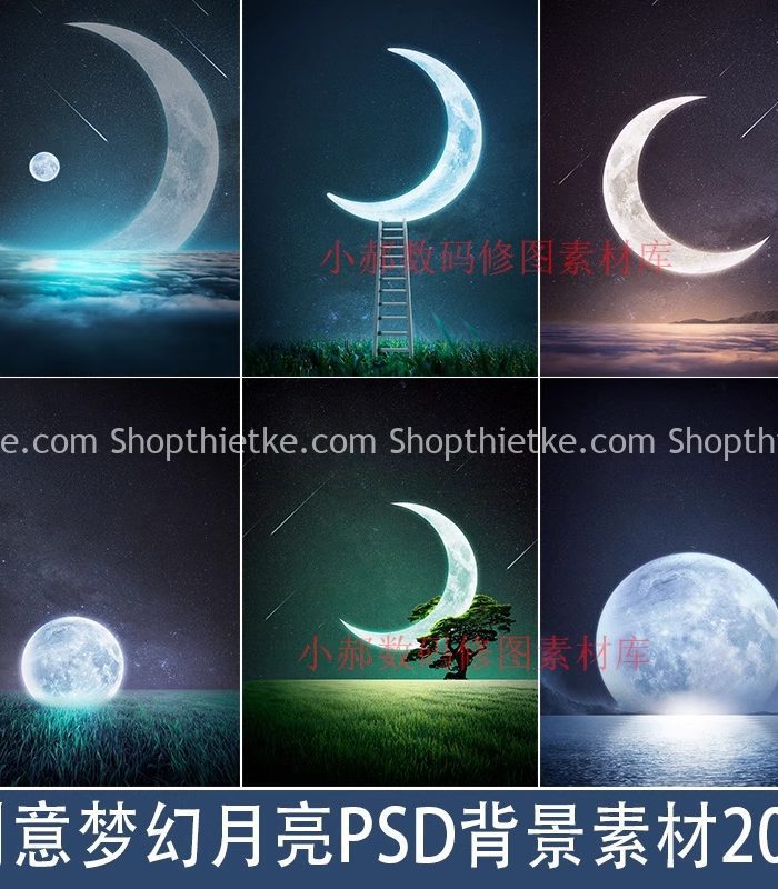 20 PSD Background Mặt Trăng Trong Giấc Mơ Ghép Manipulation (PSD)