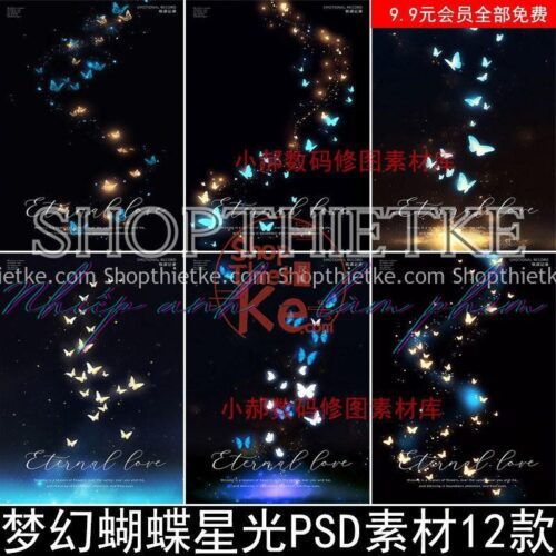 12 Background Hiệu Ứng Cánh Bướm Phát Sáng Huyền Ảo Cho Ảnh Cưới (PSD)