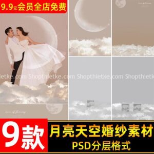 09 Mẫu Background Trăng Siêu To Ghép Ảnh Cưới Studio Phong Cách Hàn Quốc (PSD)
