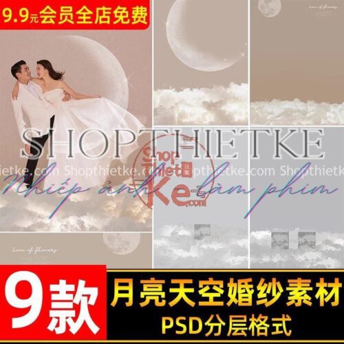09 Mẫu Background Trăng Siêu To Ghép Ảnh Cưới Studio Phong Cách Hàn Quốc (PSD)