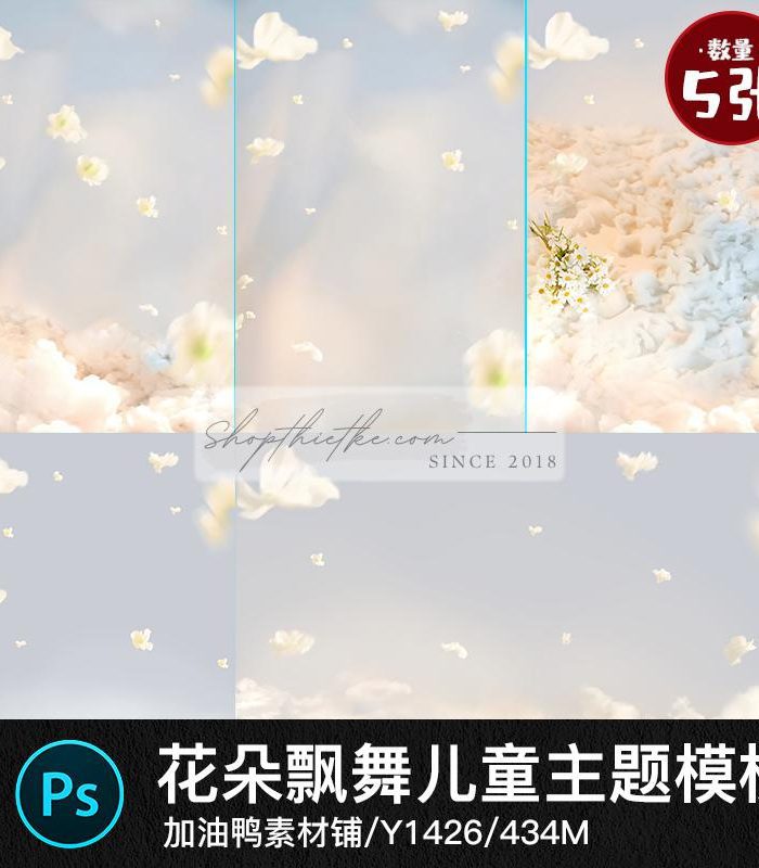 05 Background Mây Hồng Và Hoa Bay Ghép Ảnh Thơ Thơ - Chill Chill (PSD/JPG)