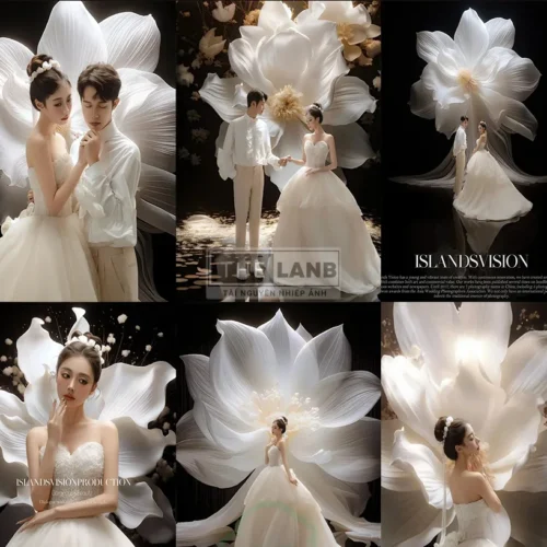 06 Mẫu Hoa Thiết Kế 3D Khổ Lớn Ghép Ảnh Cưới Studio 2024