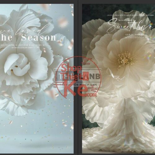 06 Mẫu Background Hoa Trắng AI Lớn Ghép Ảnh Cưới Studio 2024 (PSD)