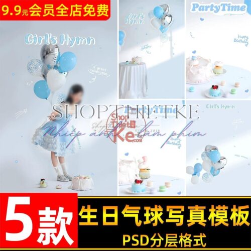 05 Mẫu PSD Thiết Kế Ảnh Bé Yêu Chủ Đề Sinh Nhật Phong Cách Công Chúa Ngọt Ngào