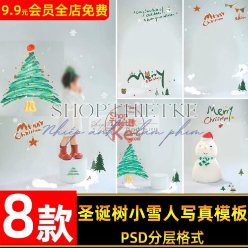 08 Phông Nền Giáng Sinh Cho Trẻ Em: Thiết Kế Sáng Tạo Với Cây Thông Và Người Tuyết (PSD)