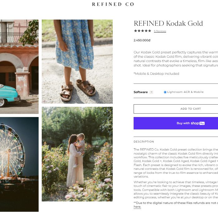 Sản Phẩm Đang Giảm Giá 179 Khám Phá Vẻ Đẹp Cổ Điển Với Bộ Preset Kodak Gold Từ The REFINED Co (XMP)