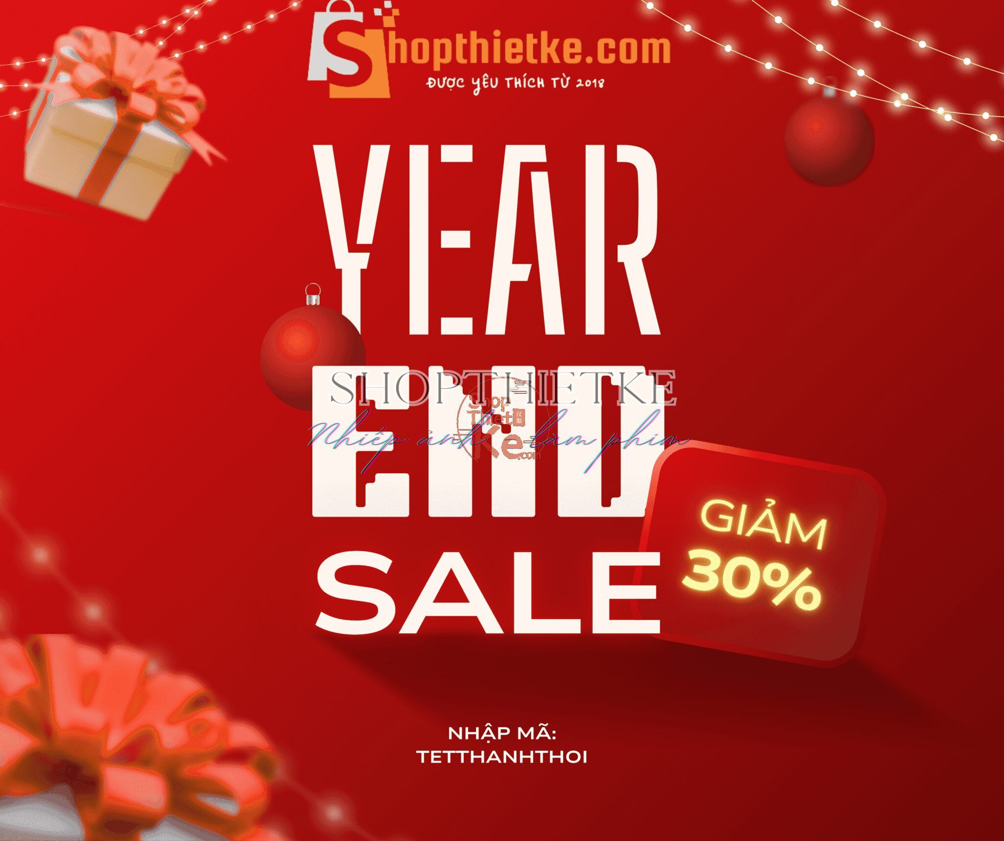 shopthietke com Bai dang Facebook Sale Khuyen mai Giang sinh Nam moi Hien dai Toi gian Do trang