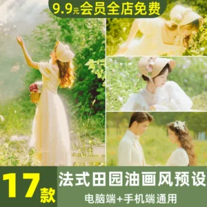 Preset Lightroom & LUT Mềm Mại Lãng Mạn 17 Mẫu Phong Cách Sơn Dầu Pháp (XMP/DNG/CUBE)