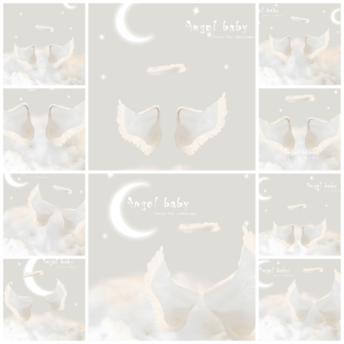 10 Background Thiên Thần Nhỏ Tone Màu Trắng Ngà Dễ Thương (PSD)