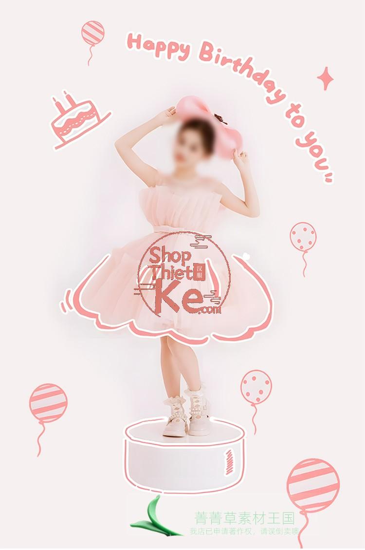 09 PSD Ảnh Sinh Nhật Bé Gái – Tông Hồng Dễ Thương, Thiết Kế Hand-Drawn 4 shopthietke com Shopthietke.com 198