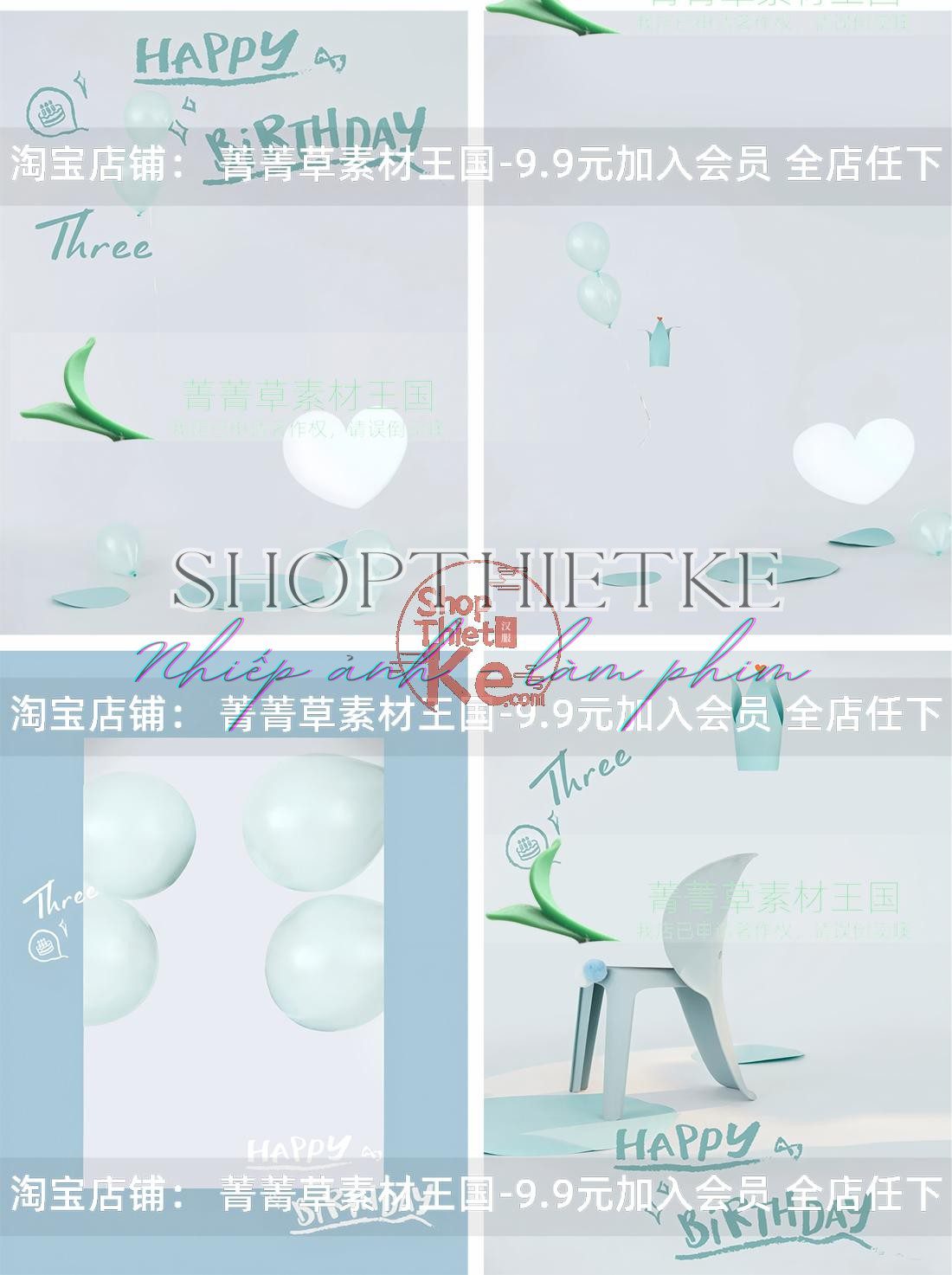 04 PSD Thiết Kế Sinh Nhật Bé 3 Tuổi – Phong Cách Dễ Thương Màu Xanh Pastel (PSD) 8 shopthietke com Shopthietke.com 393