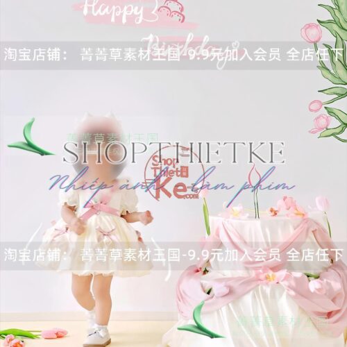 09 Mẫu PSD Thiết Kế Ảnh Sinh Nhật Bé Gái – Phong Cách Hoa Màu Nước Dễ Thương