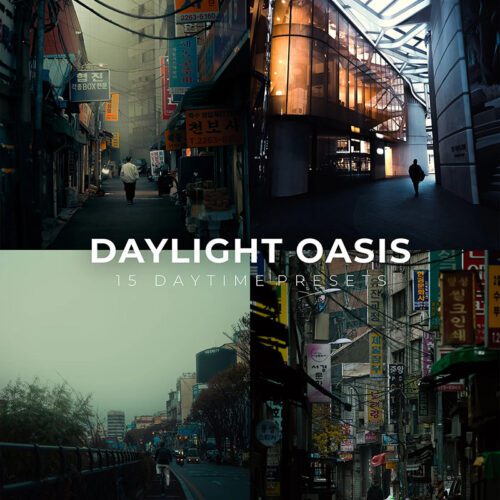 Daylight Oasis – 15 Preset Lightroom Ánh Sáng Ban Ngày | Sáng Trong, Điện Ảnh & Tự Nhiên (XMP/DNG)